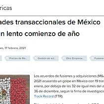 Actividades transaccionales de Mxico registran lento comienzo de ao